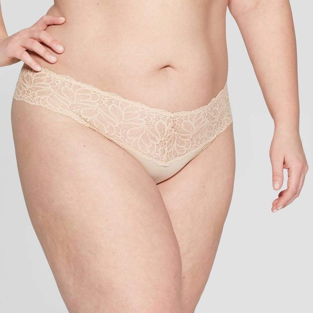 Plus size micro thong with lace